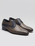 Chaussures Derby Homme Taupe & Bleu – Détails Brogue