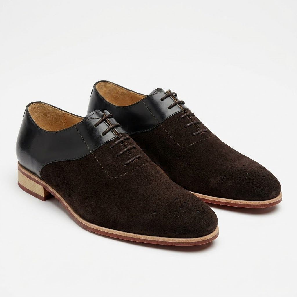 Chaussures Derby Homme Noir & Marron – Cuir et Daim