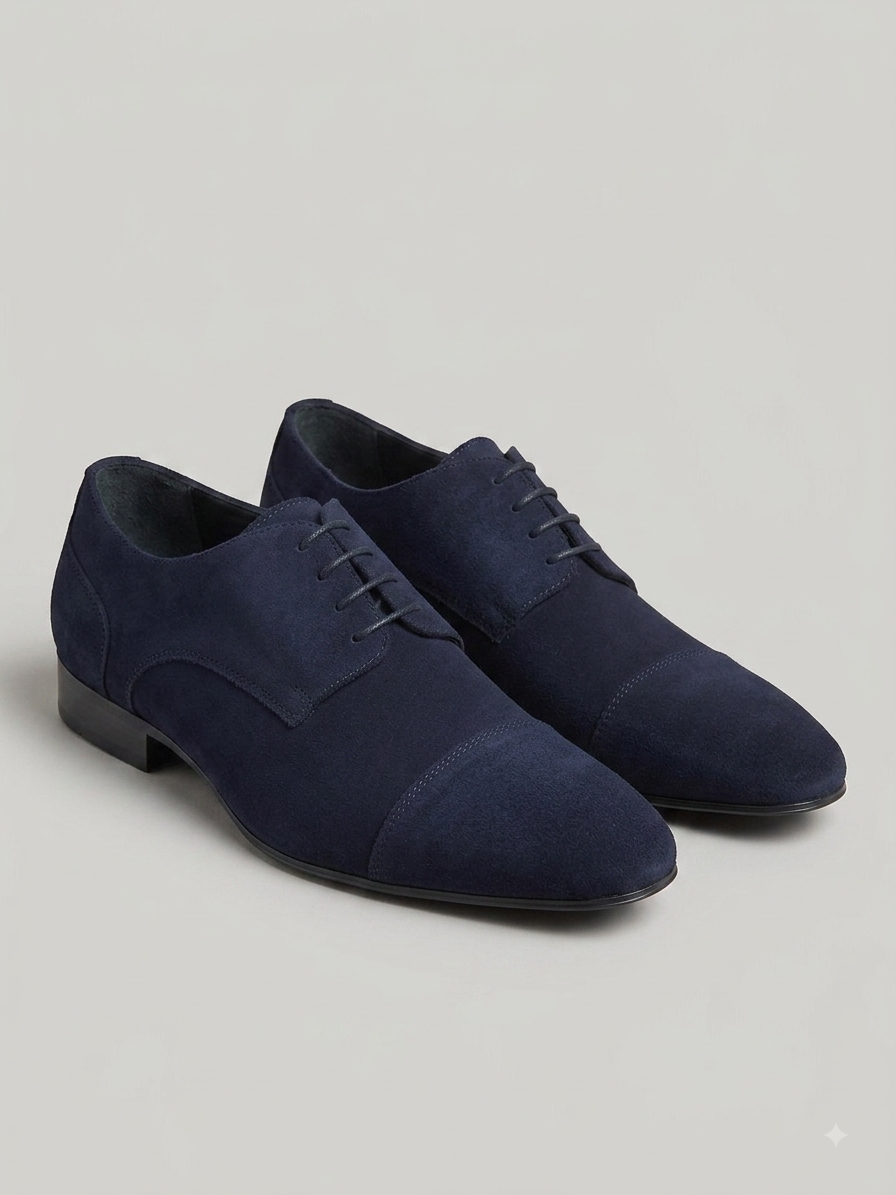 Chaussures Derby Homme Bleu Marine – Finition Suédée