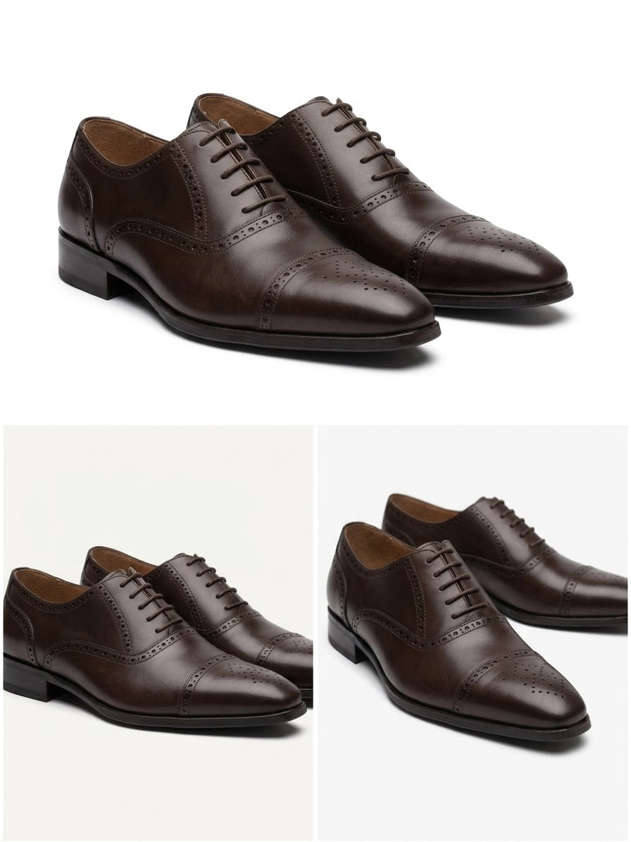Richelieu Homme Marron Foncé à Bout Fleuri – Style Classique