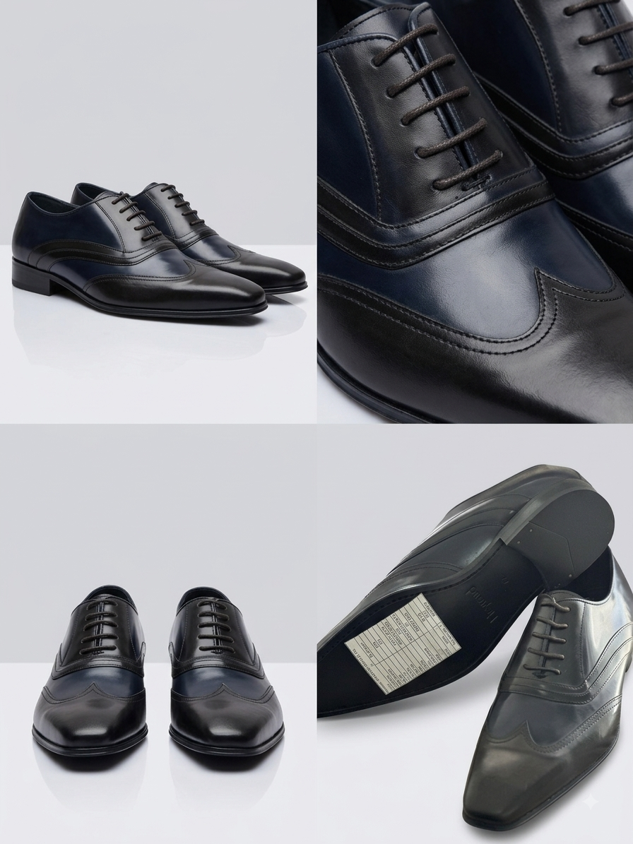Chaussures Richelieu Homme Noir/Bleu Nuit – Élégance Classique