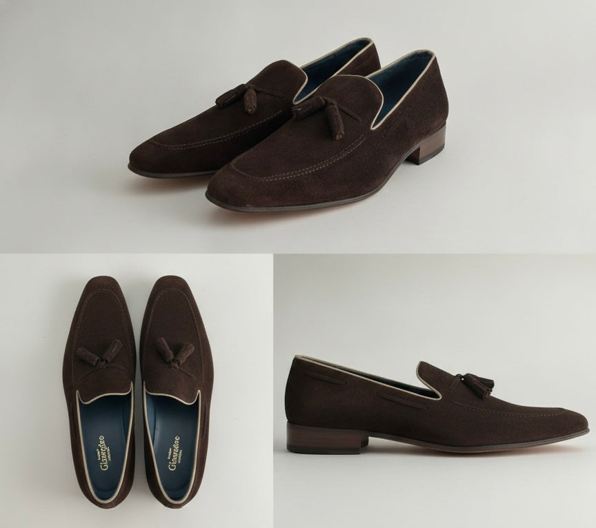 Mocassins à Pampilles en Daim – Élégance Italienne