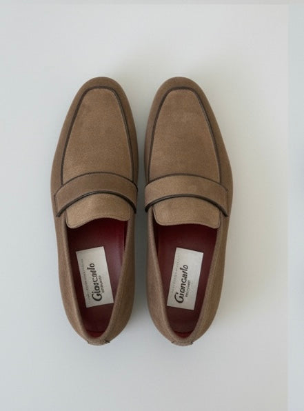 Mocassins Penny en Daim Beige – Élégance Intemporelle