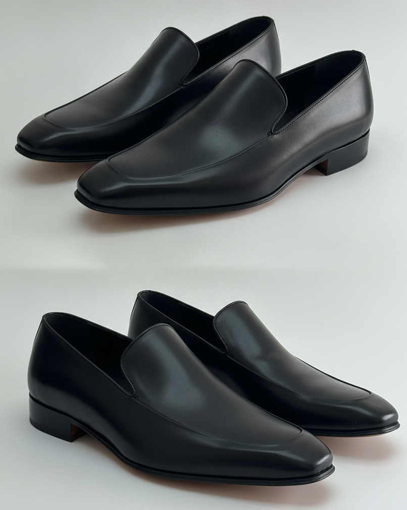 Black Leather Slip-On Loafers