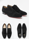 Black Suede Cap-Toe Oxford Dress Shoes
