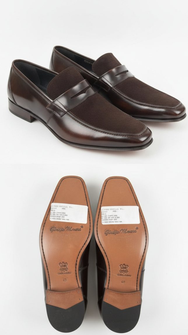 Mocassins Prestige en Cuir et Daim Marron – Élégance Homme