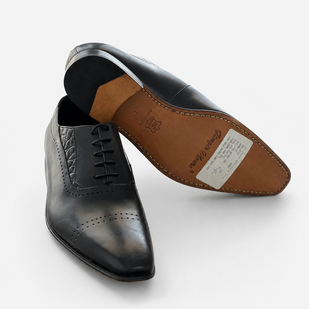 Chaussures Oxford Homme en Cuir Bleu Nuit – Élégance Classique