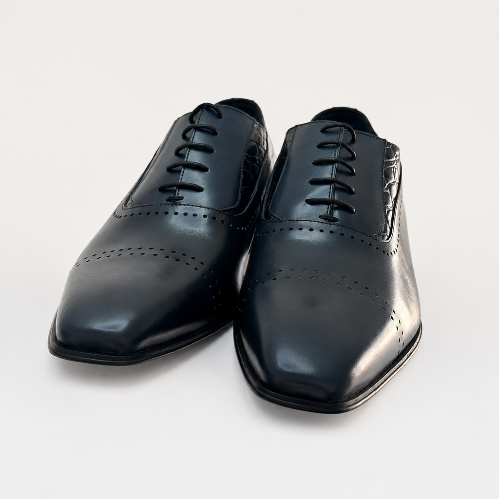 Chaussures Oxford Homme en Cuir Bleu Nuit – Élégance Classique