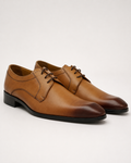 Chaussures Derby Homme en Cuir Cognac Patiné