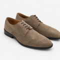 Derbies Brogue en Daim Taupe à Semelle Cuir