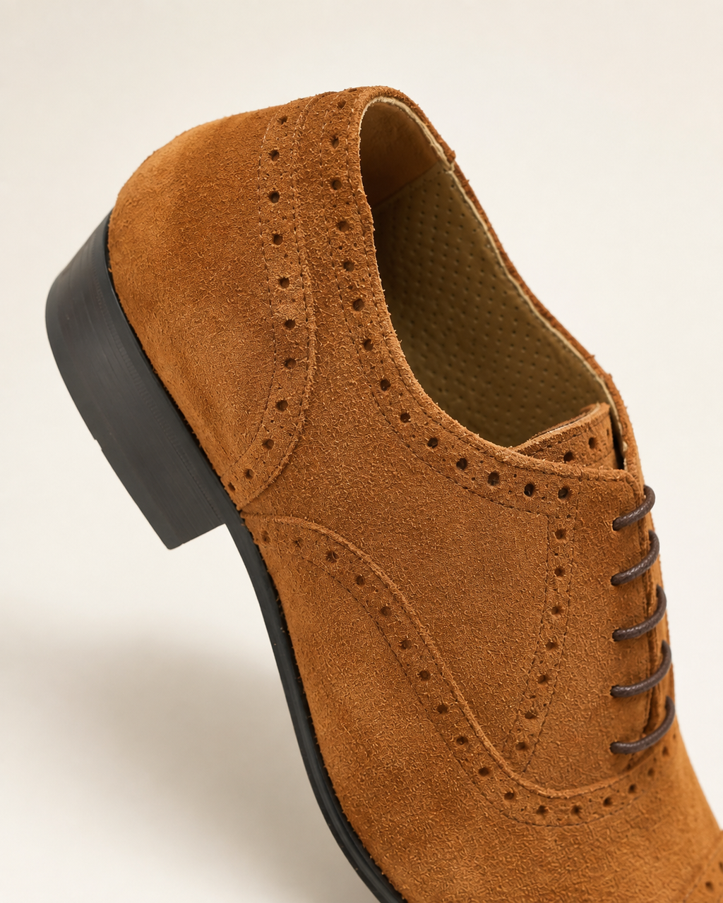 Chaussures Richelieu en Daim Cognac à Détails Brogue