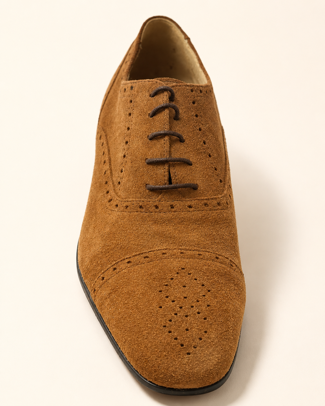 Chaussures Richelieu en Daim Cognac à Détails Brogue